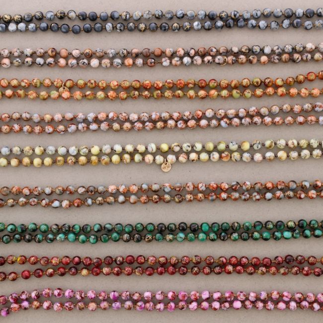 LONG NECKLACE PRINTED BALLS KNOTS 1.2M*8MM