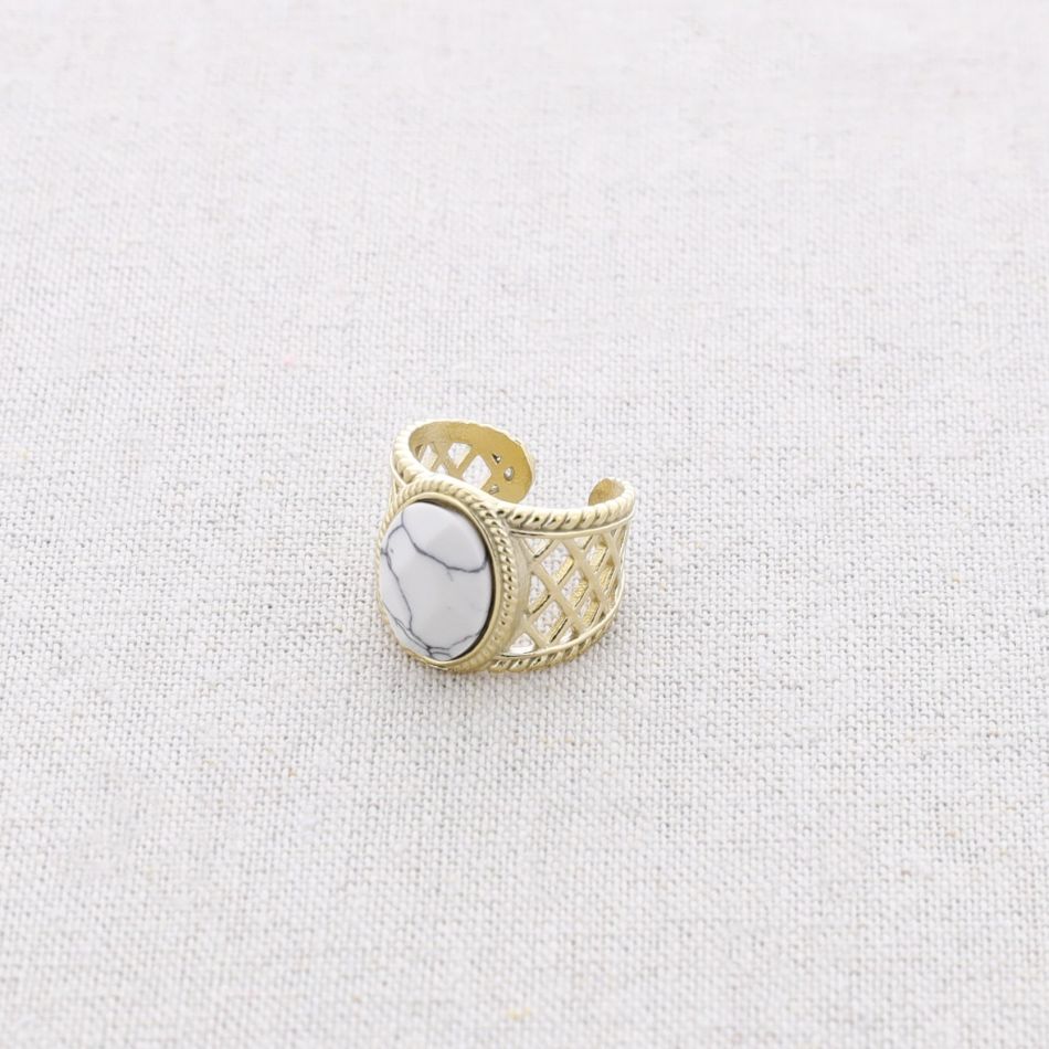 ANILLO ACERO PIEDRA INCRUSTADA