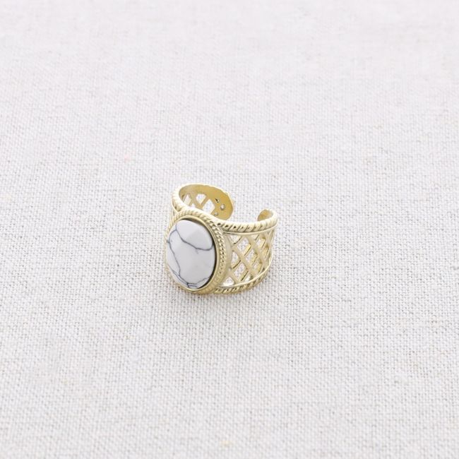 ANILLO ACERO PIEDRA INCRUSTADA