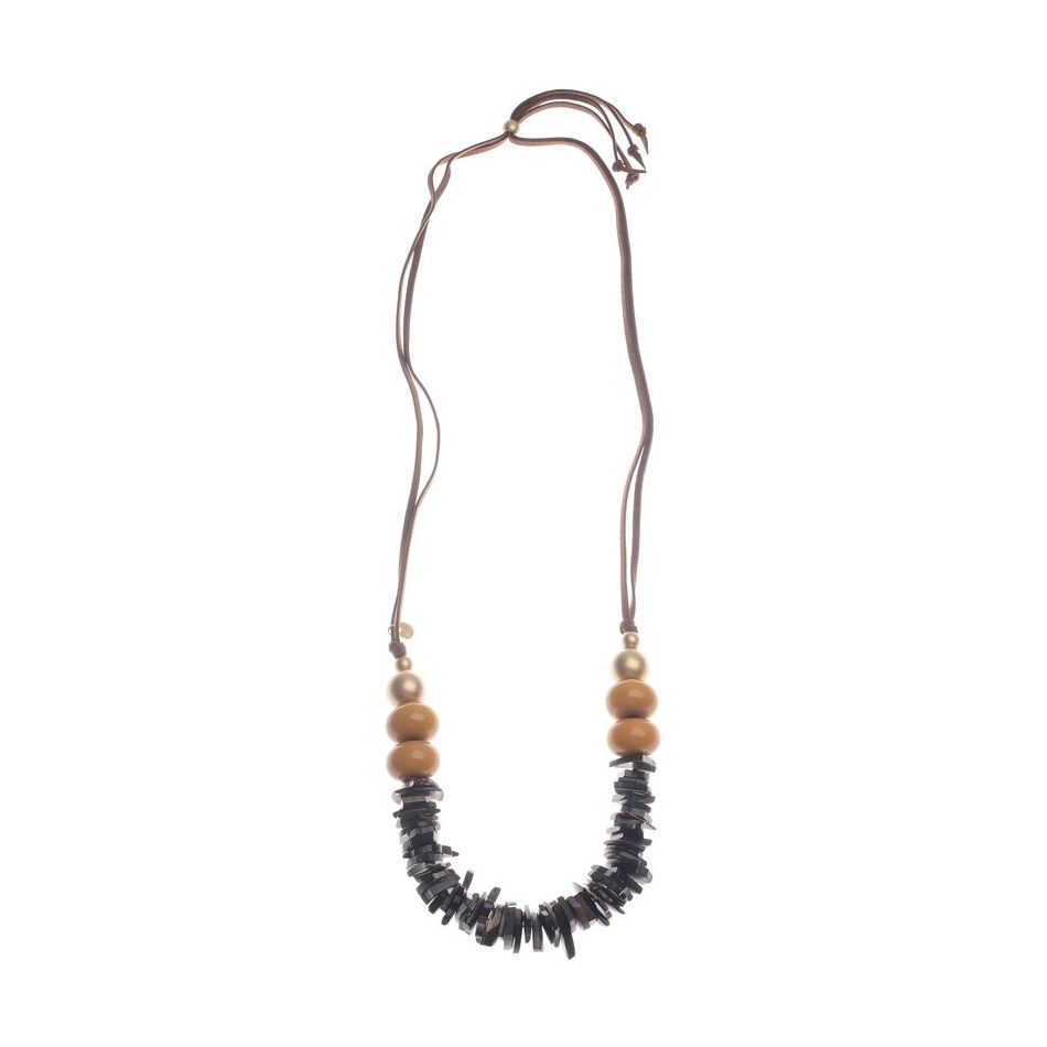 COCONUT RESIN BEADS LONG NECKLACE