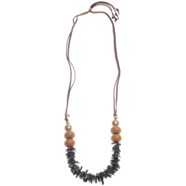 COCONUT RESIN BEADS LONG NECKLACE