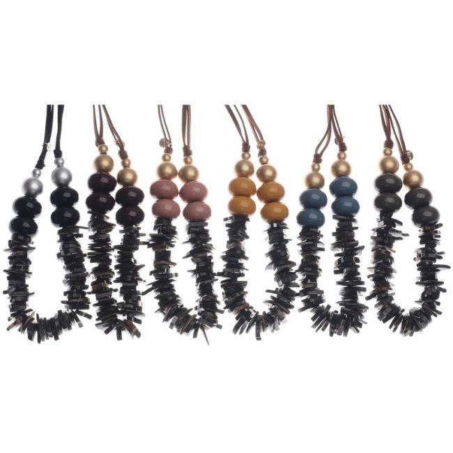COCONUT RESIN BEADS LONG NECKLACE
