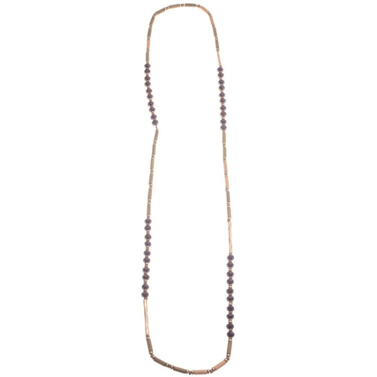 COLLAR LARGO CUENTAS RESINA MADERA