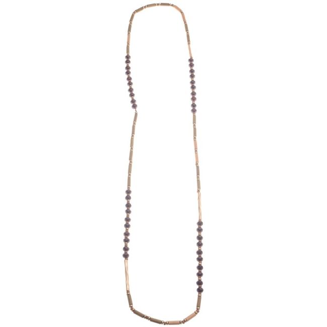 COLLAR LARGO CUENTAS RESINA MADERA