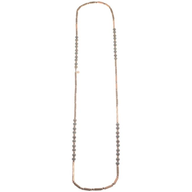 LONG NECKLACE WOOD RESIN BEADS