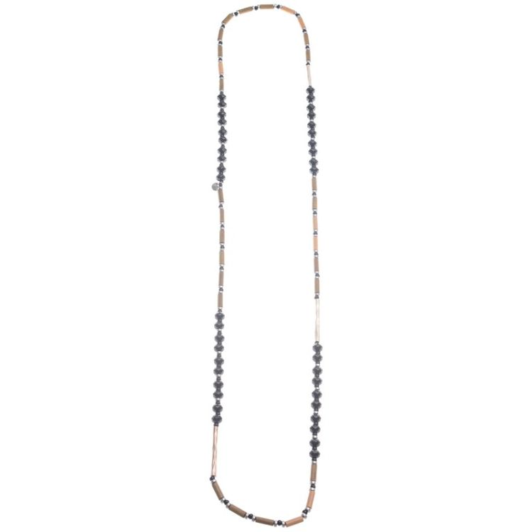 LONG NECKLACE WOOD RESIN BEADS 2