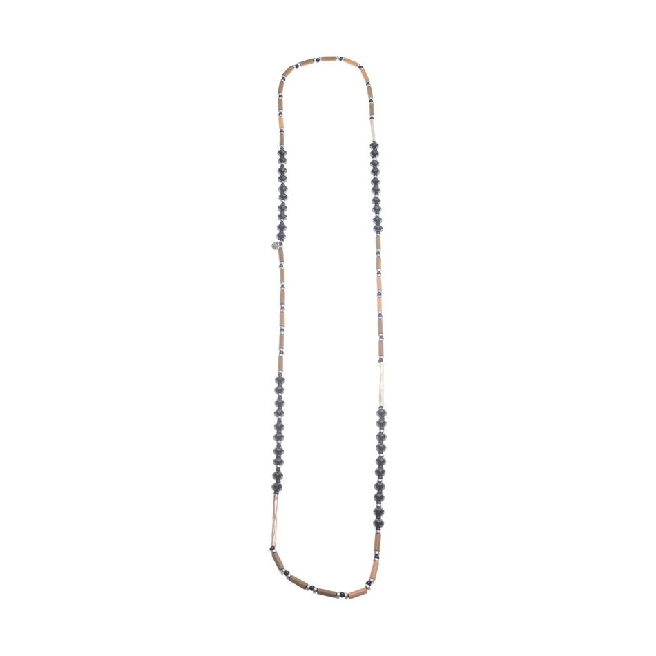 LONG NECKLACE WOOD RESIN BEADS