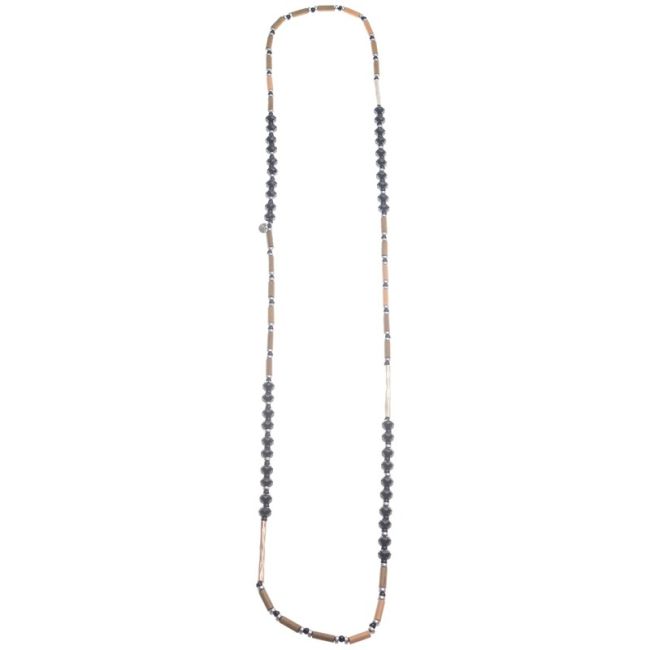 COLLAR LARGO CUENTAS RESINA MADERA