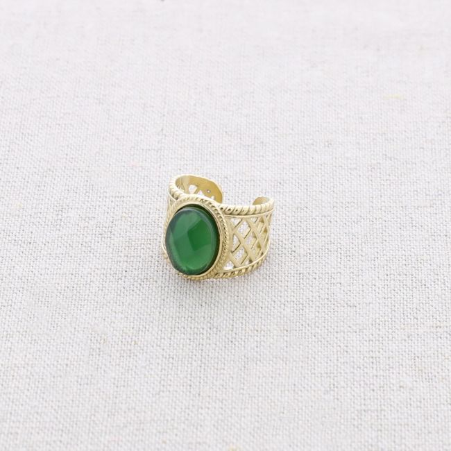 ANILLO ACERO PIEDRA INCRUSTADA