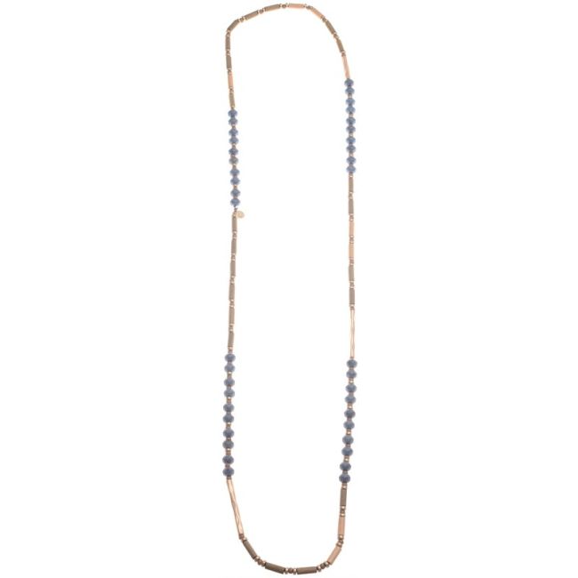 COLLAR LARGO CUENTAS RESINA MADERA