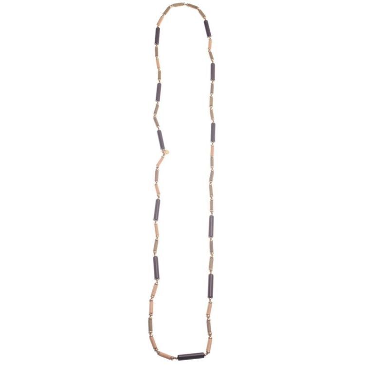 COLLAR LARGO CUENTAS RESINA MADERA