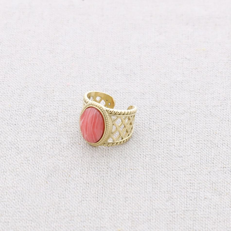 STEEL RING WITH INLAID STONE