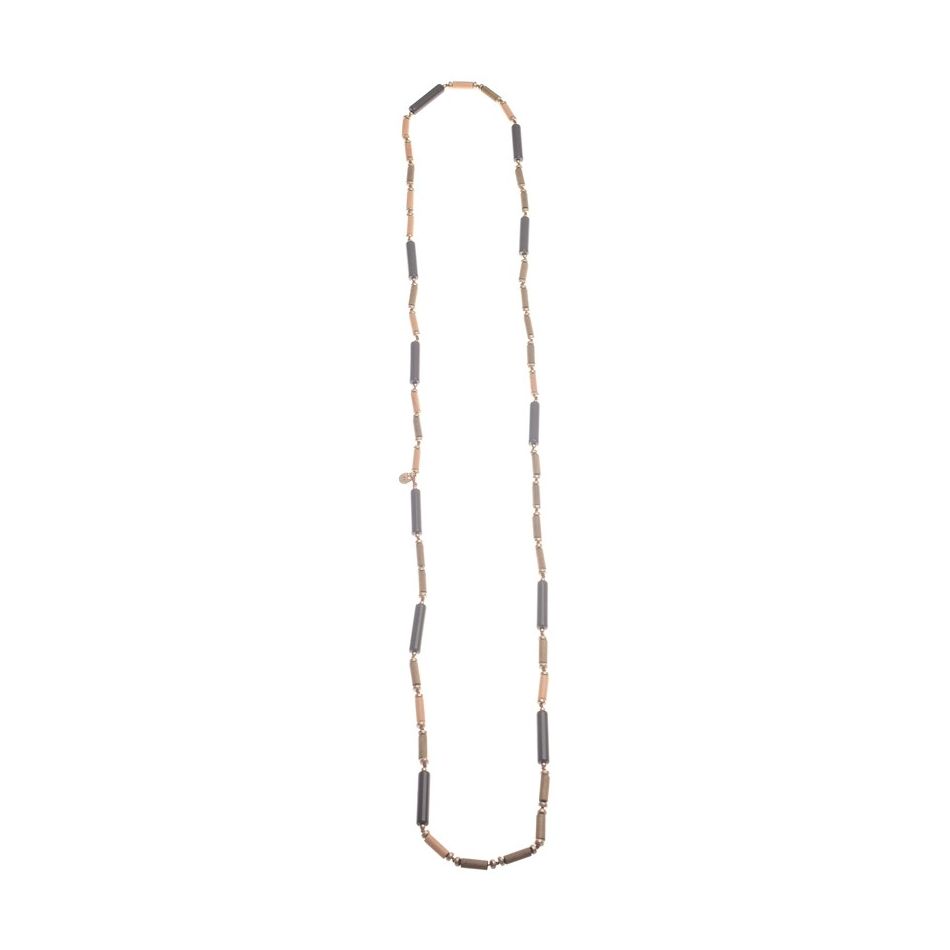 COLLAR LARGO CUENTAS RESINA MADERA