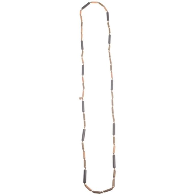 COLLAR LARGO CUENTAS RESINA MADERA