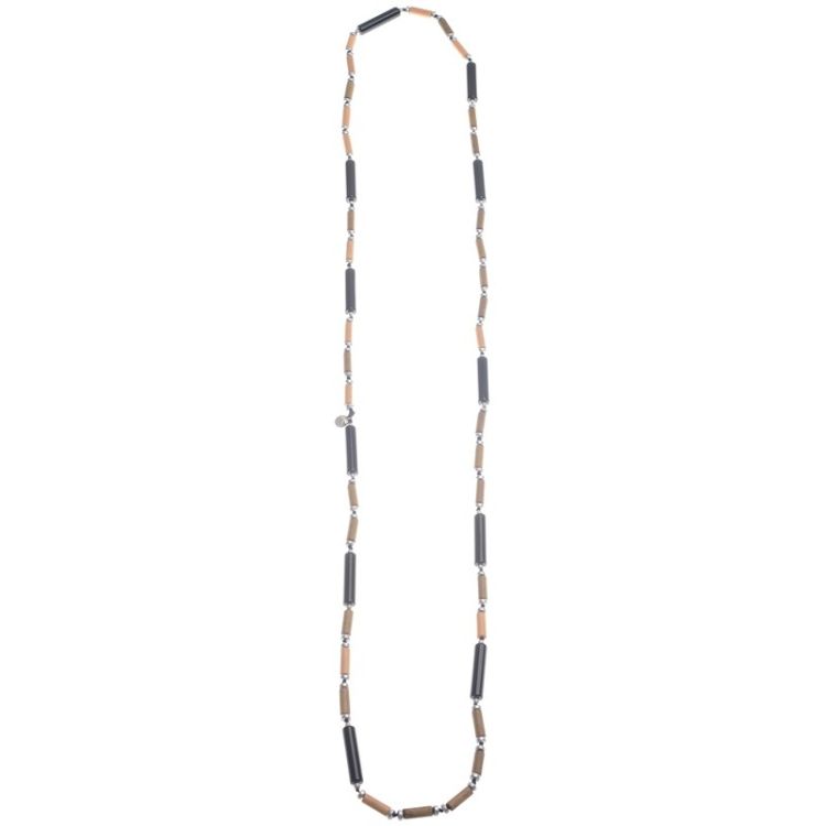 LONG NECKLACE WOOD RESIN BEADS 2
