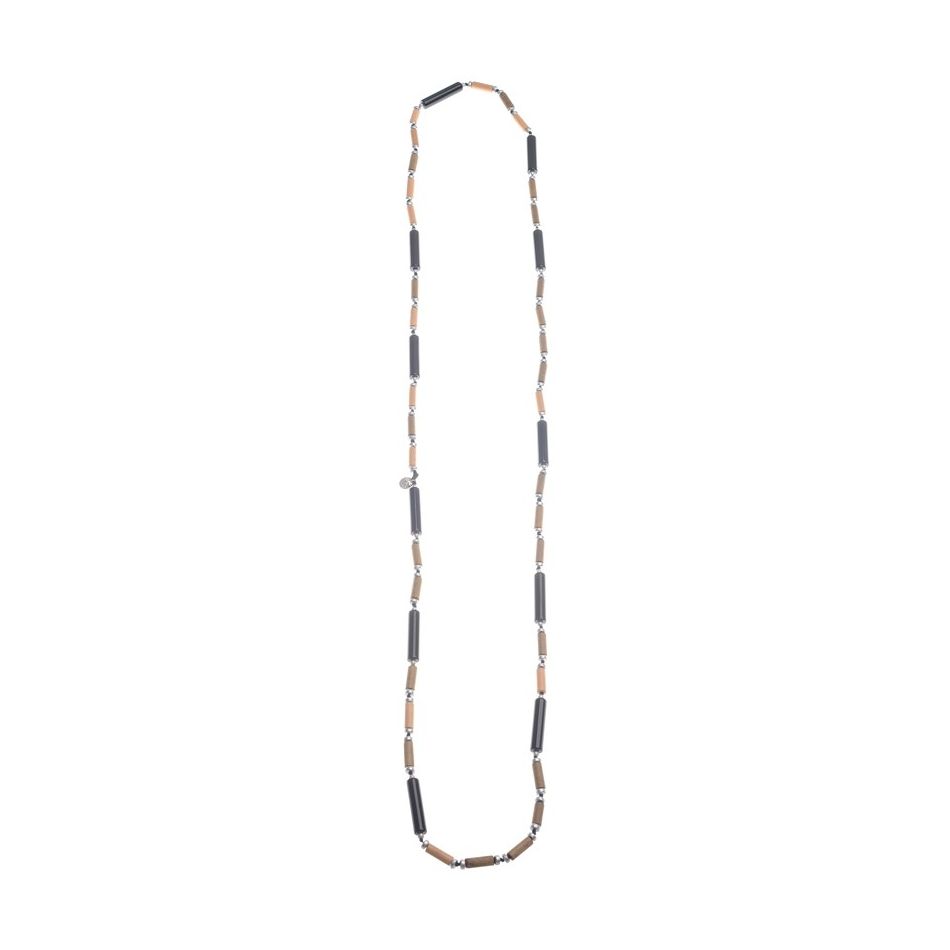 LONG NECKLACE WOOD RESIN BEADS