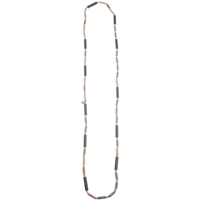 COLLAR LARGO CUENTAS RESINA MADERA