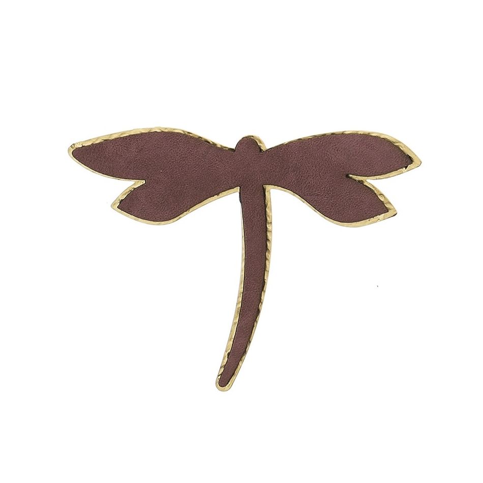 IMITATION LEATHER METAL DRAGONFLY BROOCH