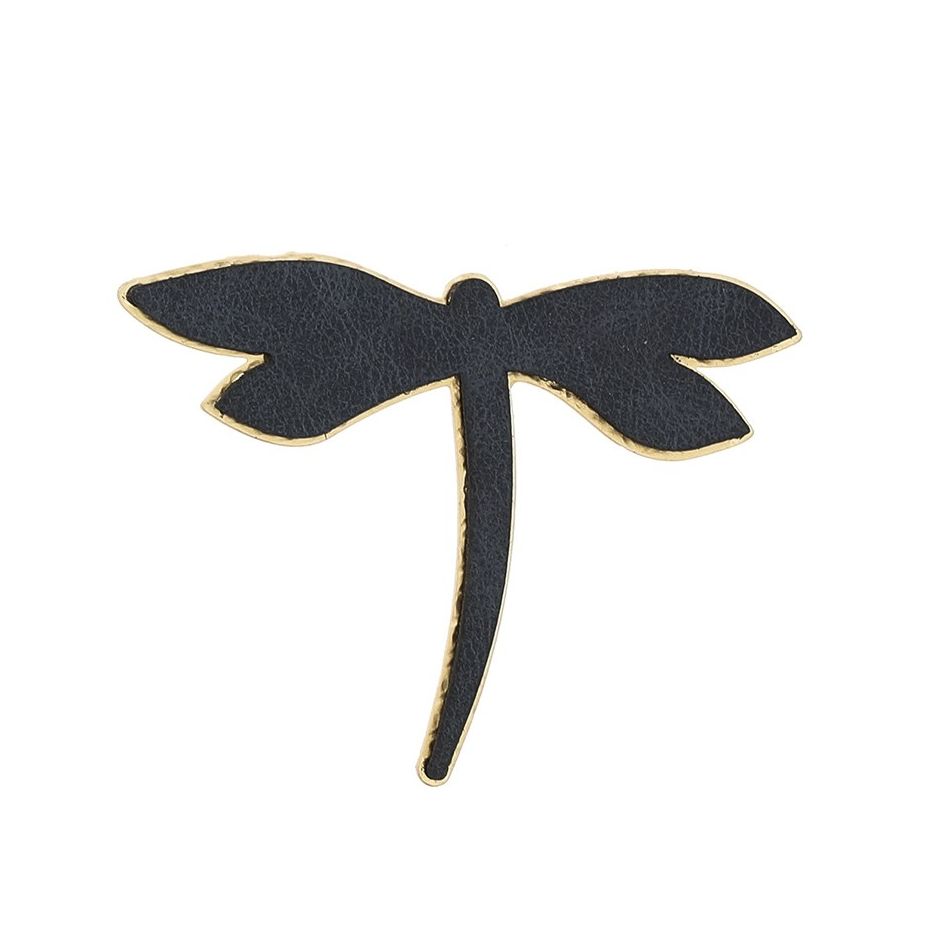 IMITATION LEATHER METAL DRAGONFLY BROOCH