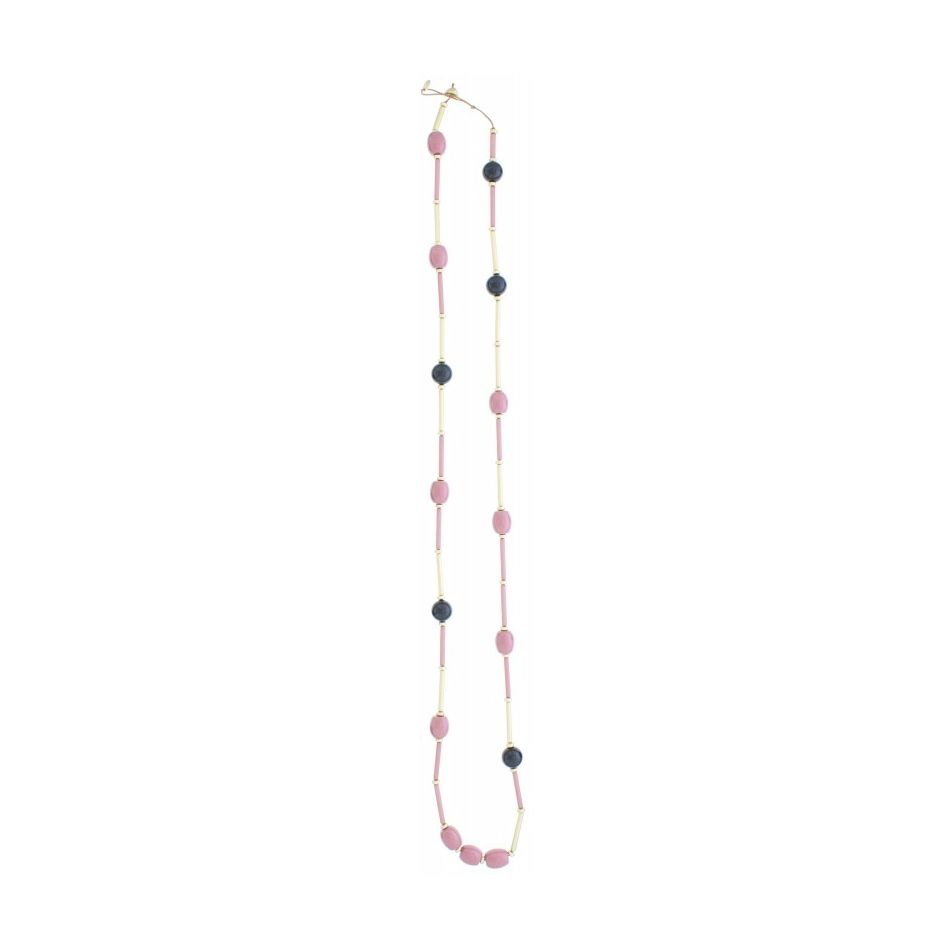 COLLAR LARGO CUENTAS RESINA TUBOS METAL