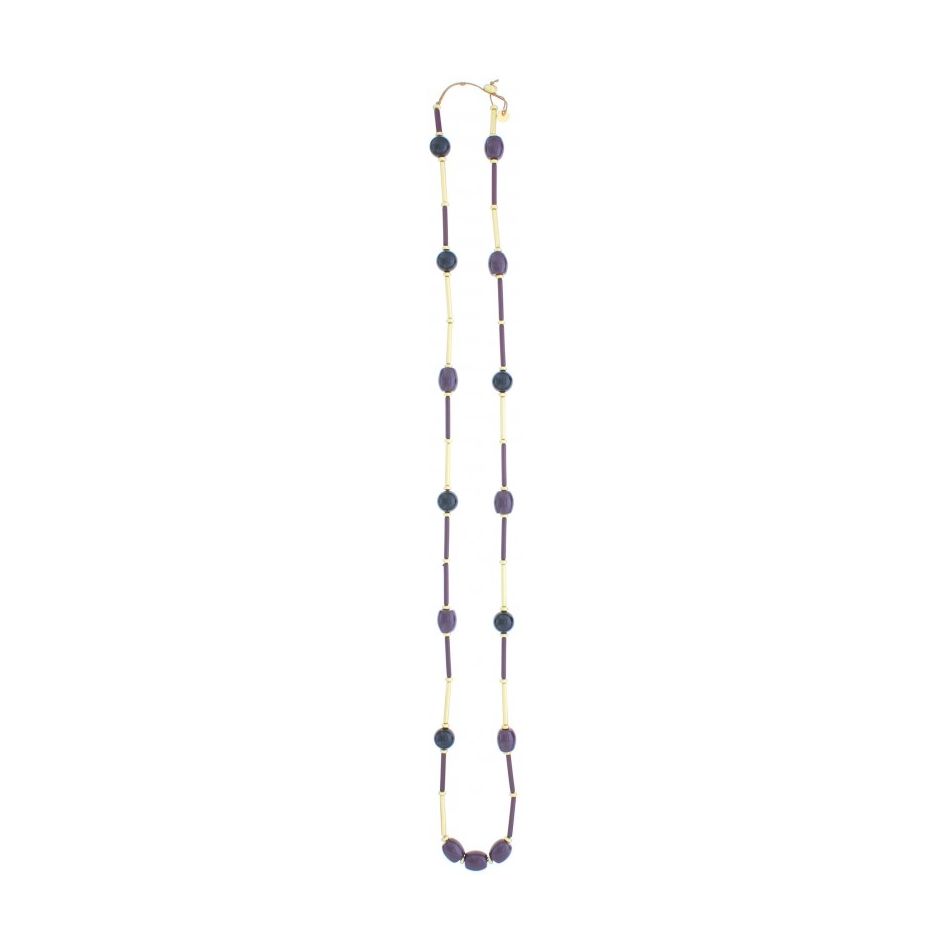 COLLAR LARGO CUENTAS RESINA TUBOS METAL