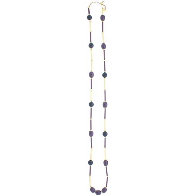 COLLAR LARGO CUENTAS RESINA TUBOS METAL