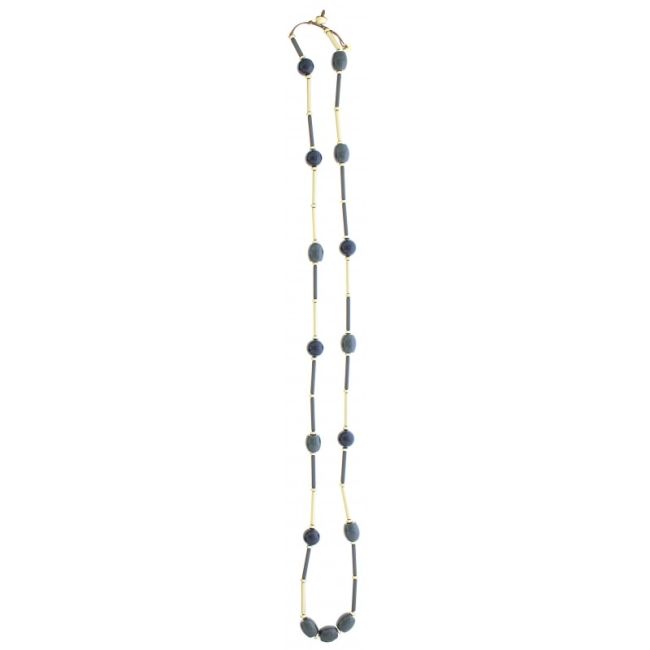 COLLAR LARGO CUENTAS RESINA TUBOS METAL