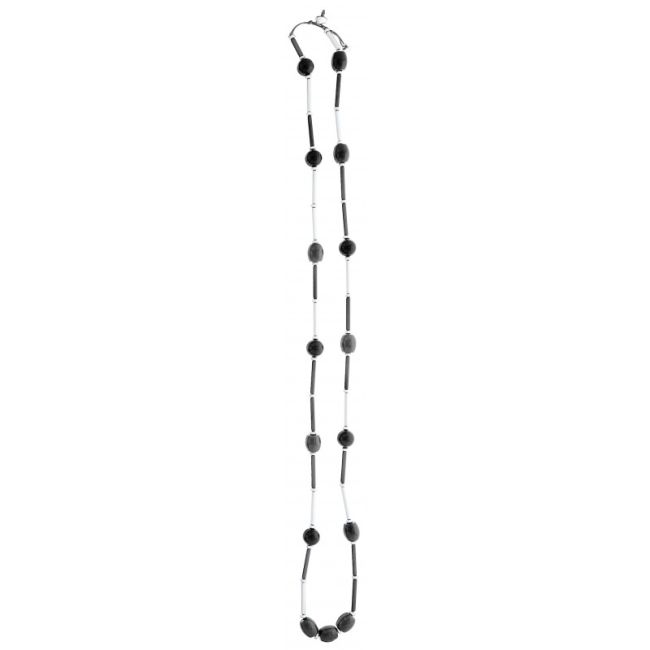 LONG NECKLACE RESIN BEADS METAL TUBES