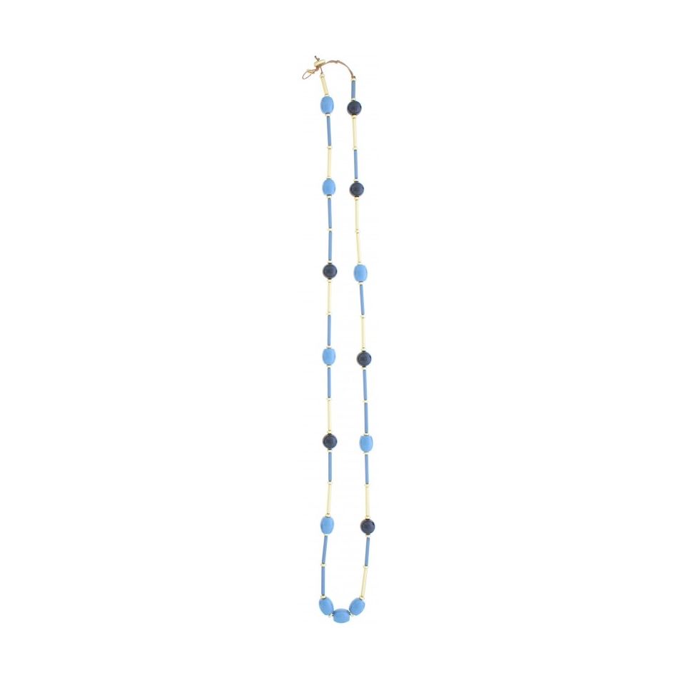 COLLAR LARGO CUENTAS RESINA TUBOS METAL