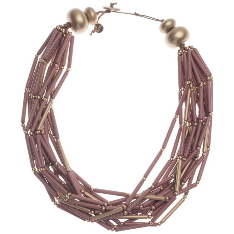 RESIN METAL BEADS SHORT NECKLACE
