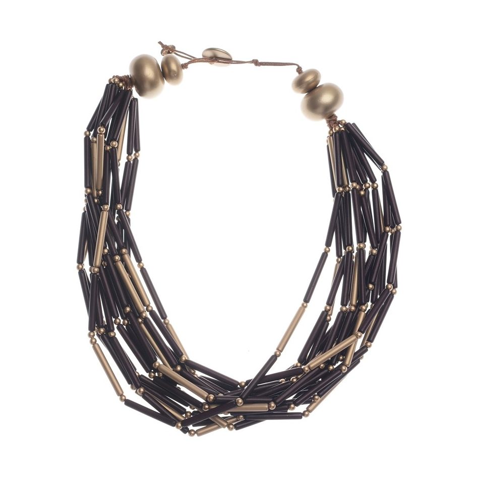 RESIN METAL BEADS SHORT NECKLACE