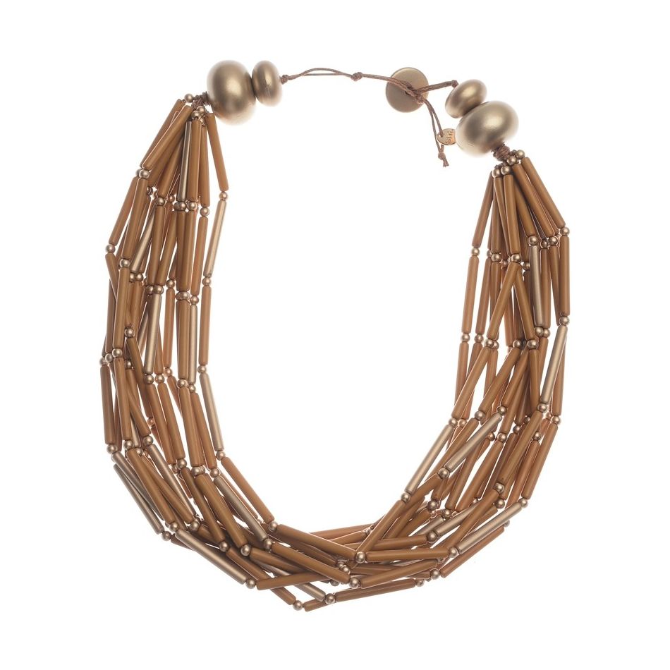RESIN METAL BEADS SHORT NECKLACE