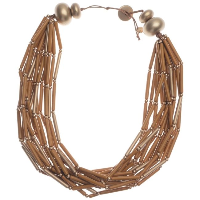 RESIN METAL BEADS SHORT NECKLACE