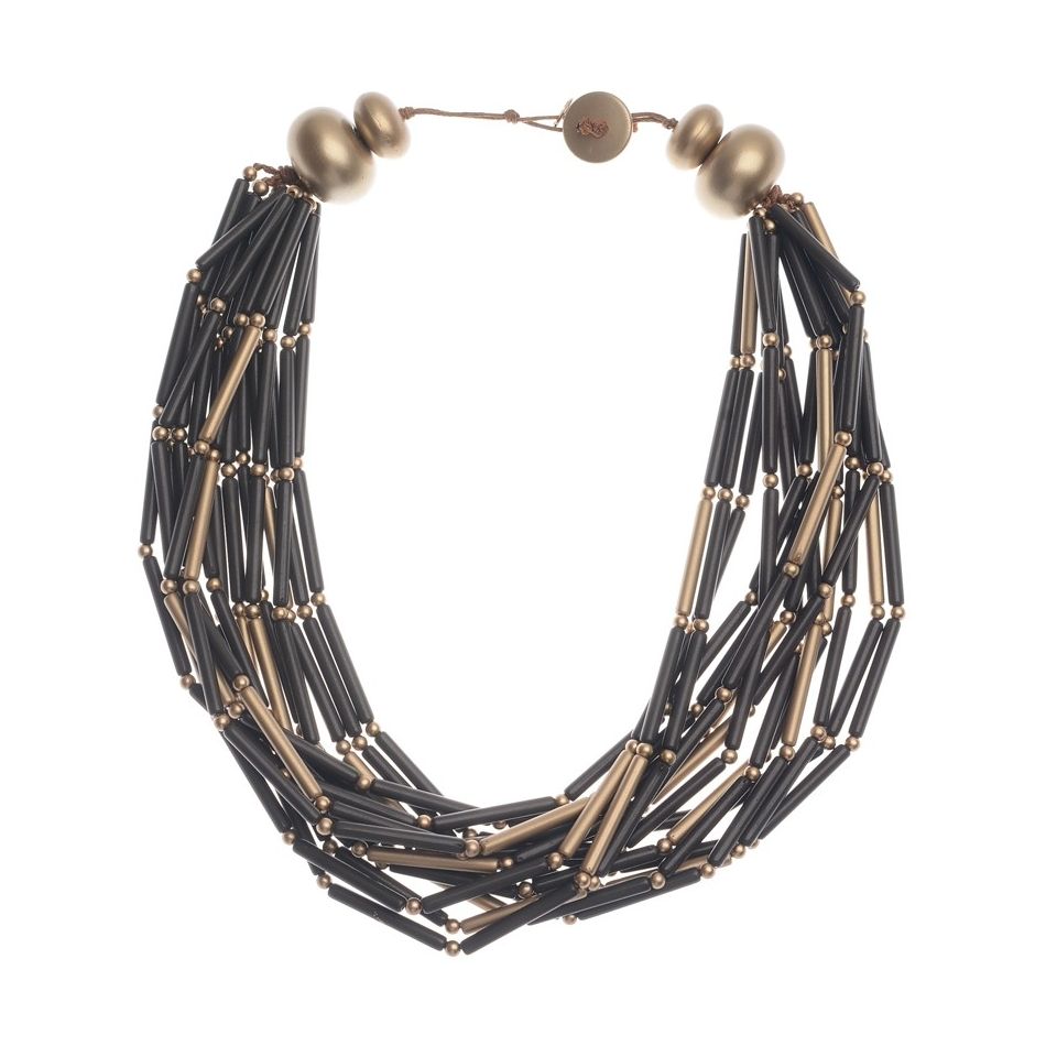 RESIN METAL BEADS SHORT NECKLACE