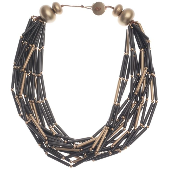 RESIN METAL BEADS SHORT NECKLACE