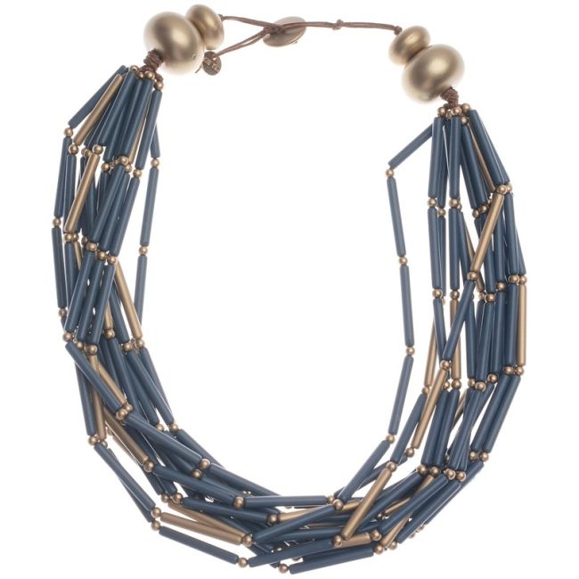 RESIN METAL BEADS SHORT NECKLACE
