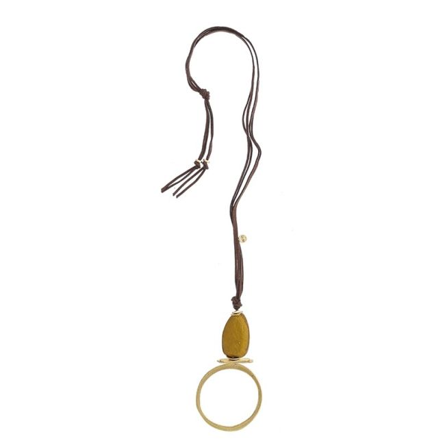 LONG NECKLACE WITH METAL RING PENDANT