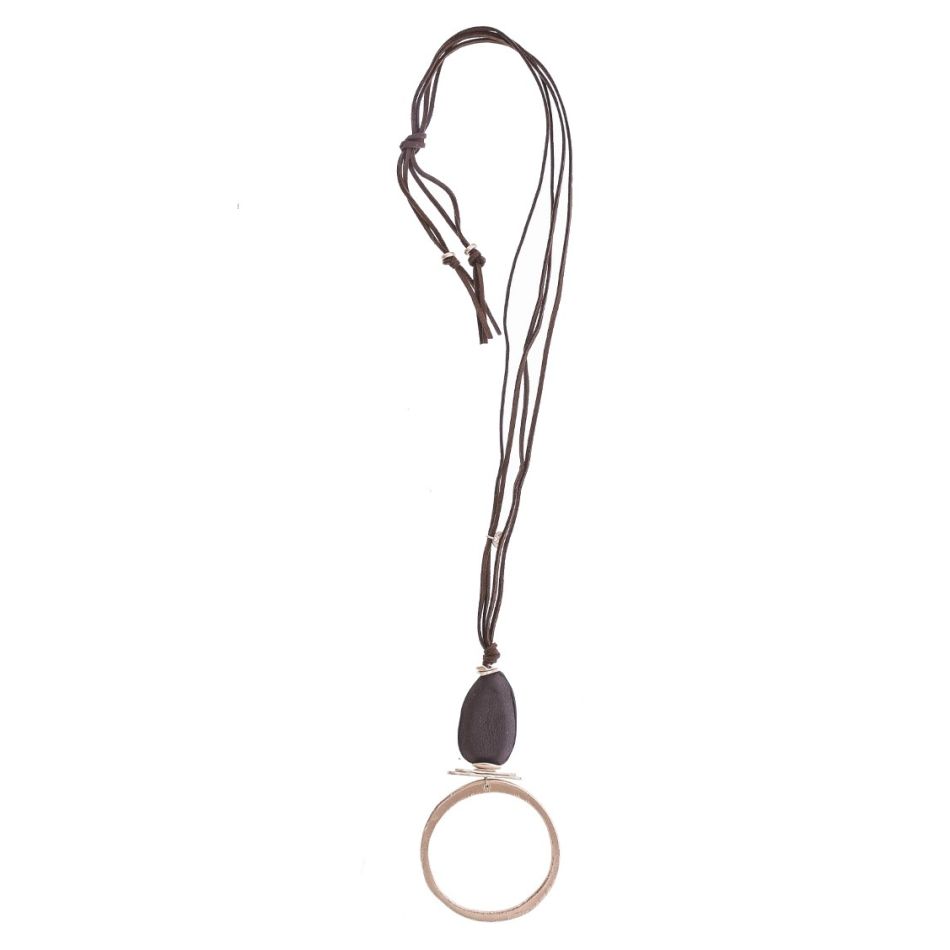 LONG NECKLACE WITH METAL RING PENDANT