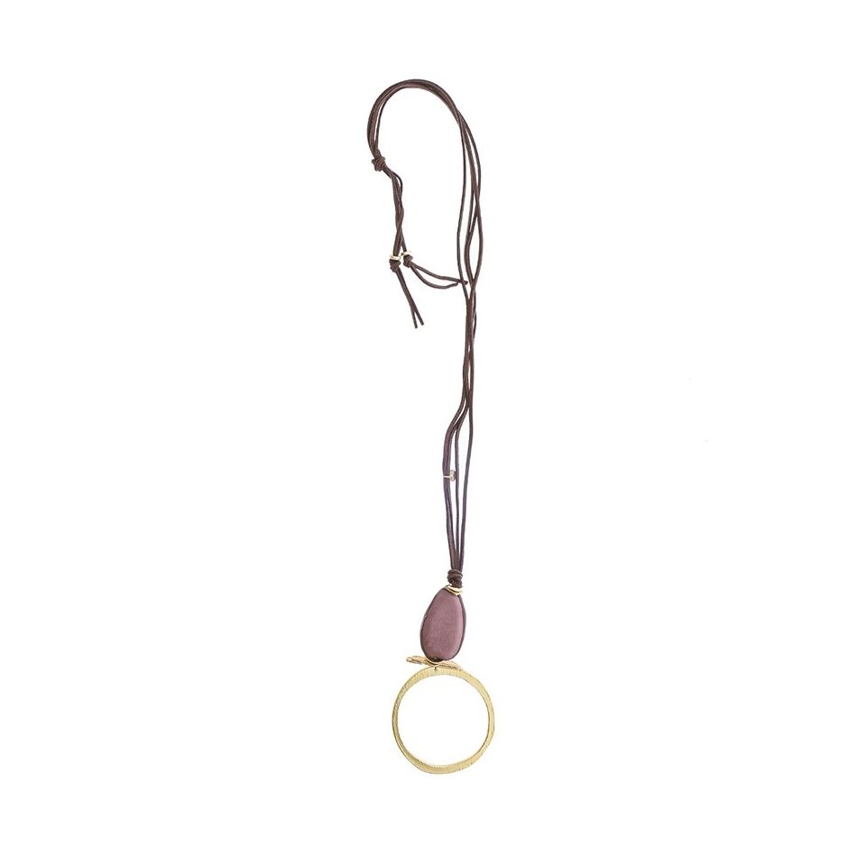 LONG NECKLACE WITH METAL RING PENDANT