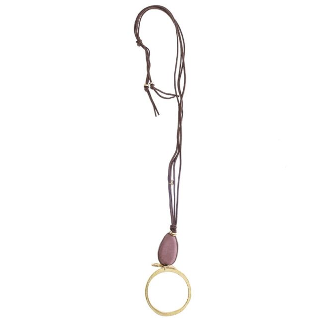 LONG NECKLACE WITH METAL RING PENDANT