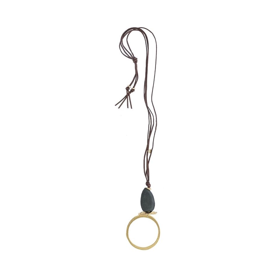 LONG NECKLACE WITH METAL RING PENDANT