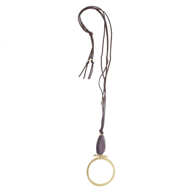 LONG NECKLACE WITH METAL RING PENDANT