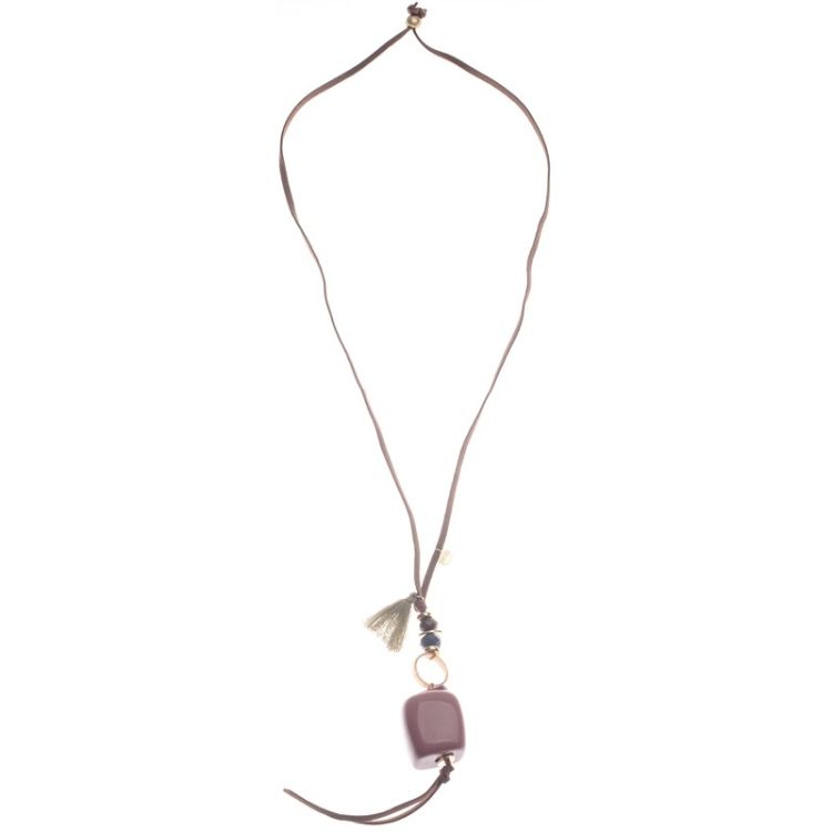 COLLAR LARGO COLGANTE CUENTAS RESINA