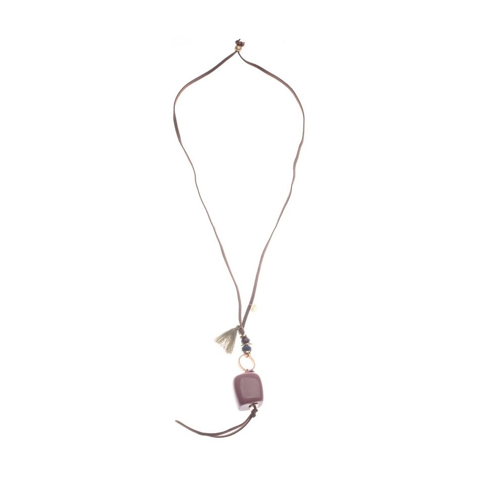 LONG NECKLACE PENDANT WITH RESIN BEADS
