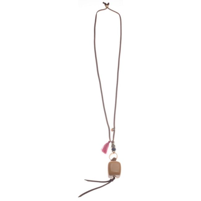 LONG NECKLACE PENDANT WITH RESIN BEADS