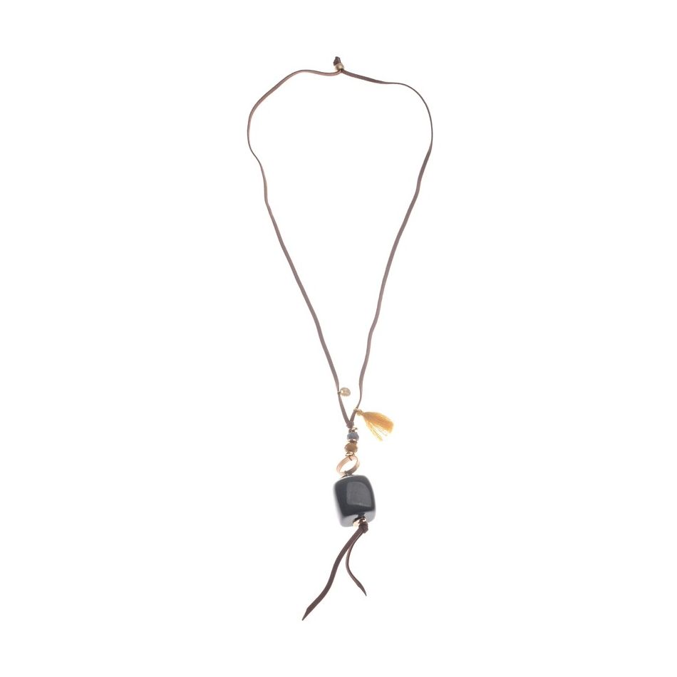 LONG NECKLACE PENDANT WITH RESIN BEADS