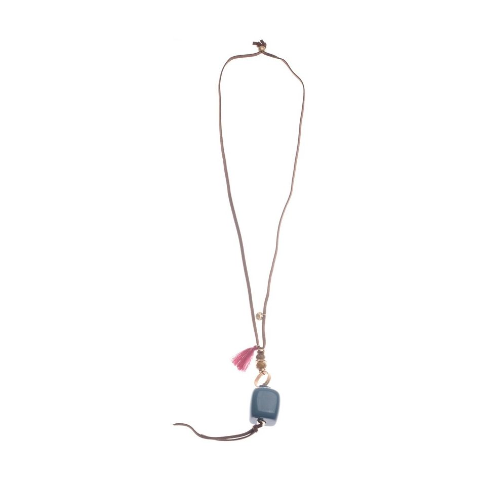 LONG NECKLACE PENDANT WITH RESIN BEADS