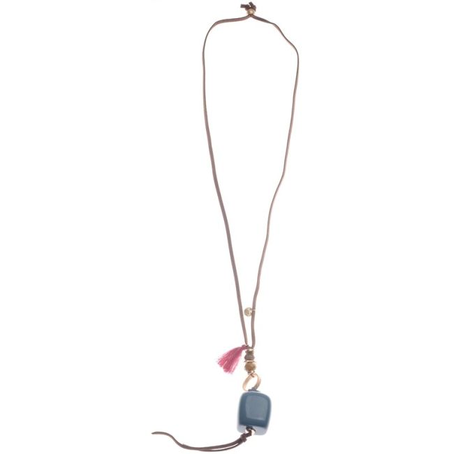 LONG NECKLACE PENDANT WITH RESIN BEADS