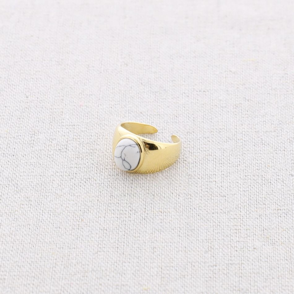 STEEL RING WITH INLAID STONE