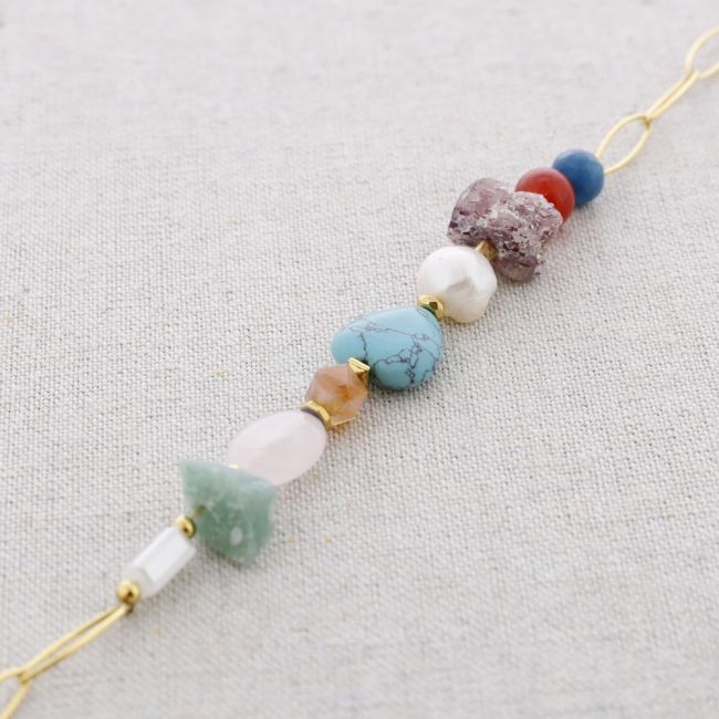 STONE LINKS STEEL SHORT NECKLACE